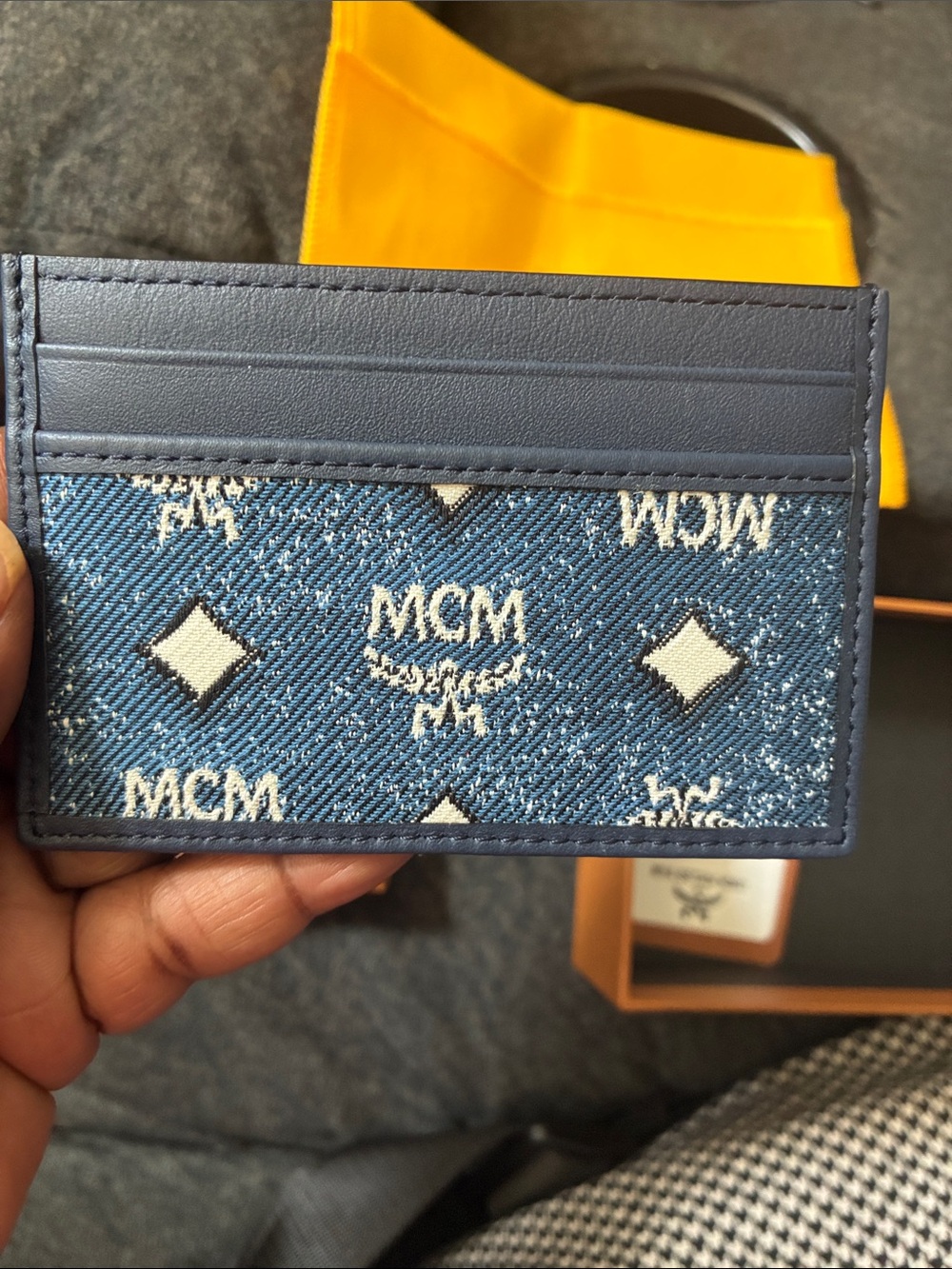 MCM Navy Blue Monogram Card Holder - Picture 2 of 8